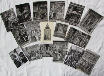 Lot Of 15! Vintage POSTCARDS, BLACK & WHITE Glossy Photo Style, Masterpieces Of Art, ITALY