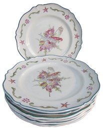 Set Of 6! Signed ST AMAND, Vintage DINNER Plates, VIEUX MARSIELLE Pattern, Made In FRANCE, Appx 10' Diameter