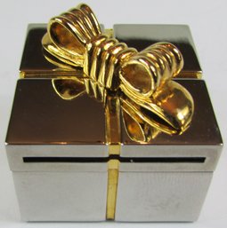 Contemporary GIFT BOX WATCH, Quartz Movement, Bimetallic Gold & Silver Tone Base Metal Construction