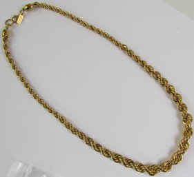 Signed MONET, Vintage Chain NECKLACE, Graduated TWIST Design, 18' Length, Gold Tone Base Metal, Clasp