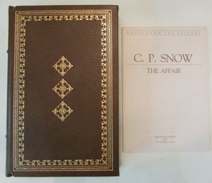 Signed C. P. SNOW, Limited Edition Hardcover Book, 'THE AFFAIR,' Circa 1981, Leather Bound, Franklin Library