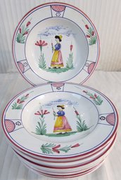 Set Of 11! Signed CERAMICHE SBERNA Brand, COUP SOUP Bowls, CAMPAGNOLA Pattern, Made ITALY, Appx 9.5' Diameter