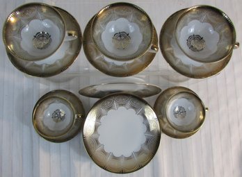 Set Of 16 Pieces! Vintage GKC BAVARIA Dinnerware, FLORAL Pattern With Gold, Includes Cups & Saucers, Plates