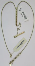 NOS! Contemporary LUCKY BRAND Chain NECKLACE, Drop PENDANT Design, Gold Tone Base Metal, Clasp