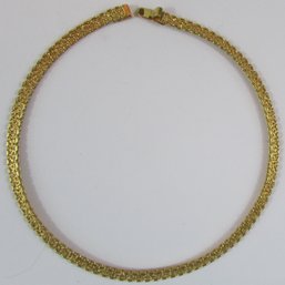 Signed MONET, Vintage Chain NECKLACE, Flat Choker Design, 17' Length, Gold Tone Base Metal, Clasp Closure