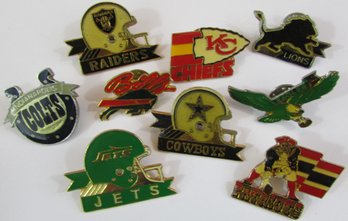 Set Of 9! Vintage LAPEL PINS, Sports Theme Design, Base Metal