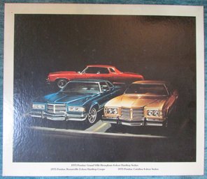 Vintage GENERAL MOTORS Brand Dealership Card, 1975 PONTIAC Line-up, Heavy Cardboard Stock, Appx 20.5' X 17'