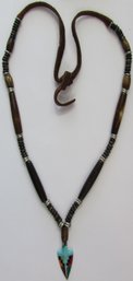 Vintage Cord Style Bead Necklace, Southwest ARROWHEAD Design, Slip Over Style