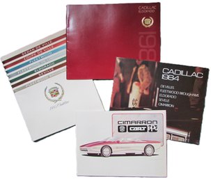 Lot Of Vintage GENERAL MOTORS Brand, 1980s CADILLAC Brochures, Includes Rare CIMARRON CART Concept