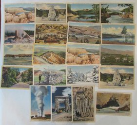 NOS Lot Of 20! Vintage POSTCARDS, Includes YELLOWSTONE PARK & CARLSBAD CAVERNS, Multicolor SCENIC Images