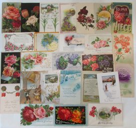 Lot Of 26! Antique & Vintage POSTCARDS, Multicolor MIXED THEME Themed, Includes NOS