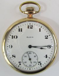 Signed ELGIN, Vintage POCKET WATCH, Round Face, 10K Gold Filled Case