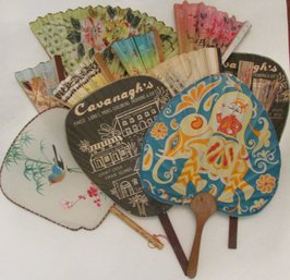 Lot Of 10 Pcs! Vintage Hand Held FANS, Includes PROMOTIONAL & ADVERTISING, Some Accordion Style