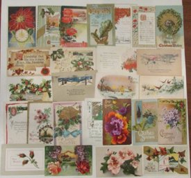 Lot Of 27! Antique & Vintage POSTCARDS, Multicolor MIXED THEME Themed, Includes NEW YEAR'S & CHRISTMAS Holiday