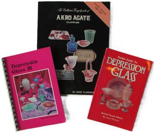 Lot Of 3! Vintage COLLECTOR Books, Softcover, DEPRESSION & AKRO AGATE GLASSWARE Reference, Circa 1970s - 80s