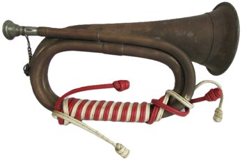 Vintage Musical Instrument, HORN, Red & White Cording