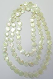 Vintage DISC Necklace, Mother Of Pearl Paillettes, Approximately 48', Slip Over Style