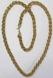 Signed MONET, Vintage Chain NECKLACE, Fashion INTERLOCKING Design, 30' Length, Gold Tone Base Metal, Clasp