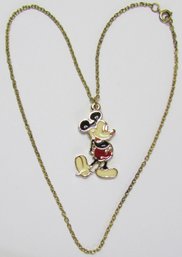 Contemporary WALT DISNEY Necklace, Multicolor MICKEY MOUSE Pendant, Bright Gold Tone Base Metal Finish