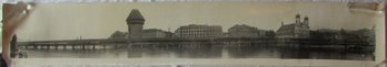 Vintage PANORAMIC Photograph Image, Kapellbrucke Lucerne Switzerland, Approx 58' X 10' Unframed