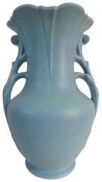 Vintage AMERICAN Art Pottery, Blue Handled Vase, Matte Glaze,  Appx 10.25,' USA