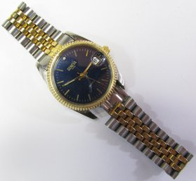 Vintage GENEVA Brand WRISTWATCH, Quartz Movement, Bimetal Base Metal BRACELET Band