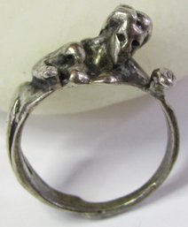 Vintage Finger Ring, Sculptural FEMALE Design, Sterling .925 Silver Setting, Approximate Size 5