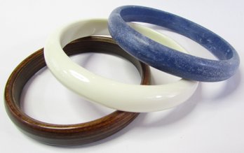 Set Of 3! Contemporary BANGLE Bracelets, Made From Recycled Materials, Circa 1990s