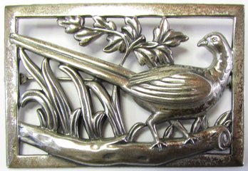 Vintage NORSELAND By CORO Brand BROOCH PIN, Intricate PHEASANT Design, Sterling .925 Silver Construction