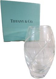 Signed Vintage TIFFANY & Co Brand, Floral VASE, Crystal Clear TWIST Design, Approx 8' Tall