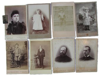 Lot Of 8! Vintage CABINET CARDS Photograph Images, HARTMAN, SKALNIK, JESSEN, Approx 6.5' X 4'