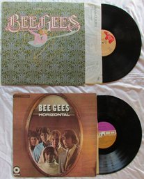 Lot Of 2! Vintage VINYL Record Albums, BEE GEES, 'HORIZONTAL' & 'MAIN COURSE'