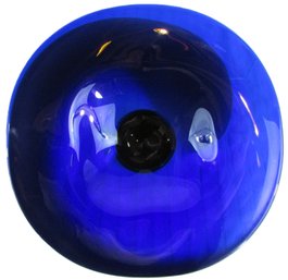 Signed WRC TRANSJO Bowl, Cobalt Blue ART GLASS, Swirl Design, Made In SWEDEN, Approx 12.5' Diameter