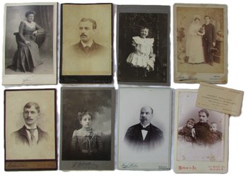 Lot Of 8! Vintage CABINET CARD Style Photographic Images, PIATTI & PARTEIN, JOSEF HUBER, Approx 6.5' X 4'