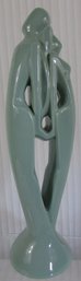 Vintage ROYAL HAEGER Art Pottery, MAN & WOMAN Figure, Green Glaze, Approx 20' Tall