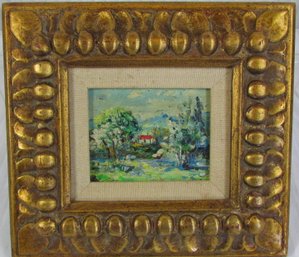 Original PAINTING On Board, Pastoral Landscape, Appx 10.5' X 9.5' Size, Nicely Framed