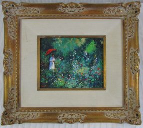 Signed CAULFIELD, Original PAINTING On Canvas, Pastoral Landscape, Appx 19' X 17' Size, Nicely Framed