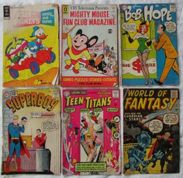 Lot Of 6! Vintage Comic Books,  Includes WALT DISNEY, BOB HOPE & WORLD Of FANTASY