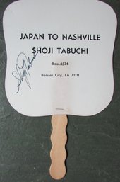 Vintage Hand Held FAN, Signed SHOJI TABUCHI, 'JAPAN To NASHVILLE'