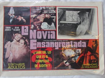 Vintage Movie Card Poster, Multicolor 'la NOVIA ENSANGRENTADA,' The Blood Spattered Bride, Appx 17' X 12'