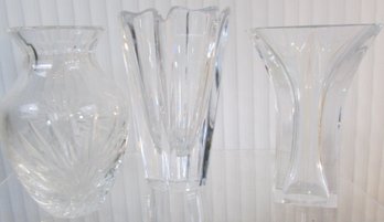 Set Of 3! Vintage LEAD Crystal VASES, Includes BACCARAT & ORREFORS, Appx 5' Tall