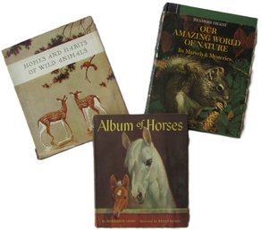 Lot Of 3! Vintage NATURAL WORLD Hardcover Books 'WORLD Of HORSES' 'OUR AMAZING WORLD Of NATURE' Appx 11' X 10'