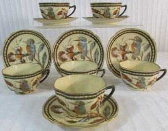 Set Of 6 Cup & Saucer Sets! Vintage Signed ROCOCO ALTROHLAU, Bird & Flower Pattern, Gold Trim