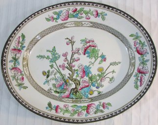 Vintage Signed HANCOCK & SONS China, Oval Serving PLATTER, INDIAN TREE Pattern, Appx 14,' Made In ENGLAND