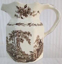 Vintage Signed MASON'S Brand China, MILK PITCHER, Brown 'WATTEEAU' Transferware Pattern, Appx 6,' ENGLAND