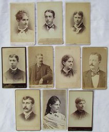 Lot Of 10! Vintage CABINET CARDS Photograph Images, JS HENDEE, FW HARDY, WINGS, Approx 4' X 2.5'