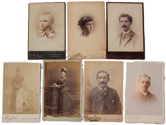 Lot Of 7! Vintage CABINET CARD Style Photographic Images, CE SHOREY, NASON & SON, CE GOODELL, Approx 6.5' X 4'