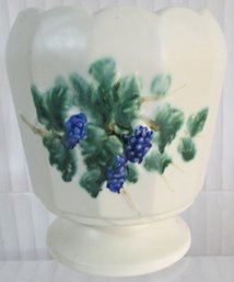 Vintage MCCOY Art Pottery, Antique CURIO Pattern FLOWER POT PLANTER, WHITE Glaze,  Appx 6.25,' Made In USA