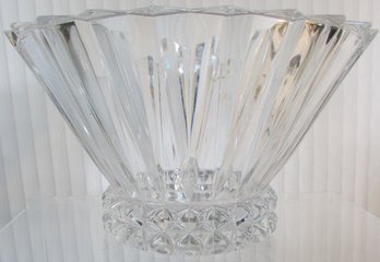 Signed ROSENTHAL,  Vintage Crystal BOWL, Flared RIBBED Shape, Heavy, Appx 9.75' Diameter