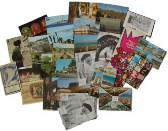 Lot Of 30! Vintage POSTCARDS, Colorful Scenes Of ISRAEL, Include HAIFA, JEUSALEM, EL AL Air